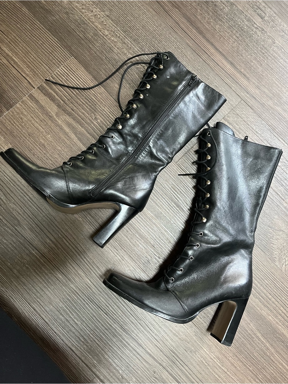 VTG White Mountain Oakley Black Leather Lace Up Boots | Size: 8.5 Marks Pictured